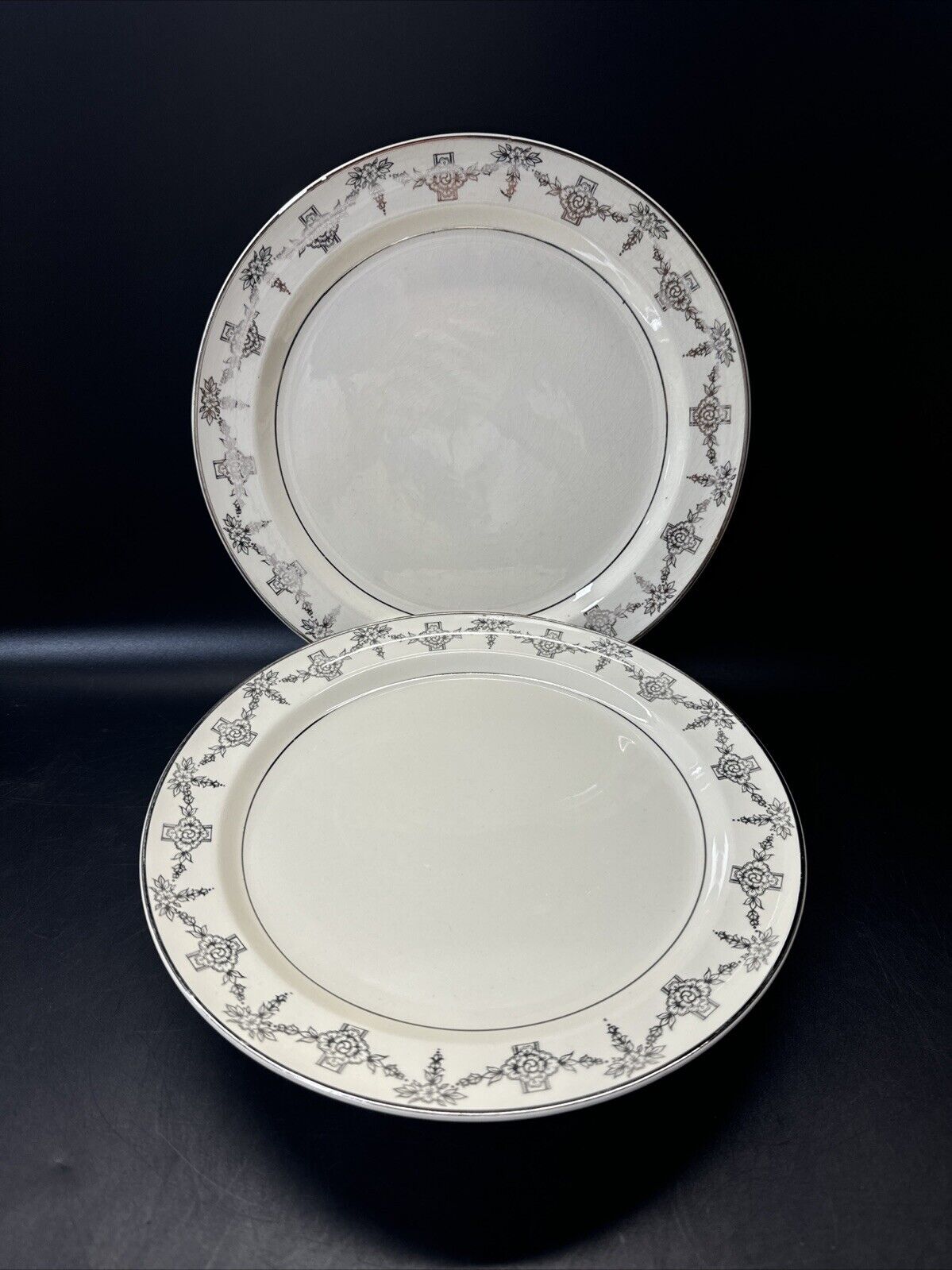 Vintage Taylor Smith & Taylor China with Platinum Trim 9.25" Dinner Plates/Lot 5