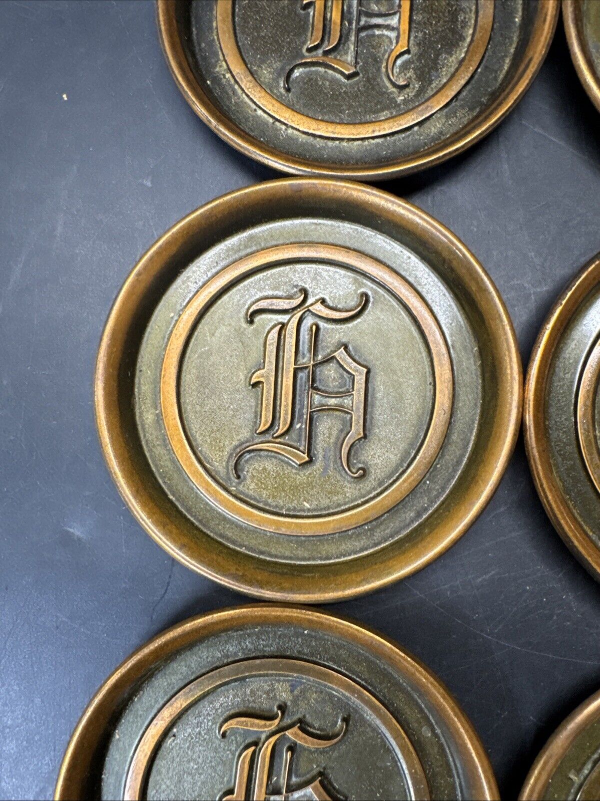 VINTAGE SOLID METAL COPPER FINISH LETTER E/ Lot Of 8