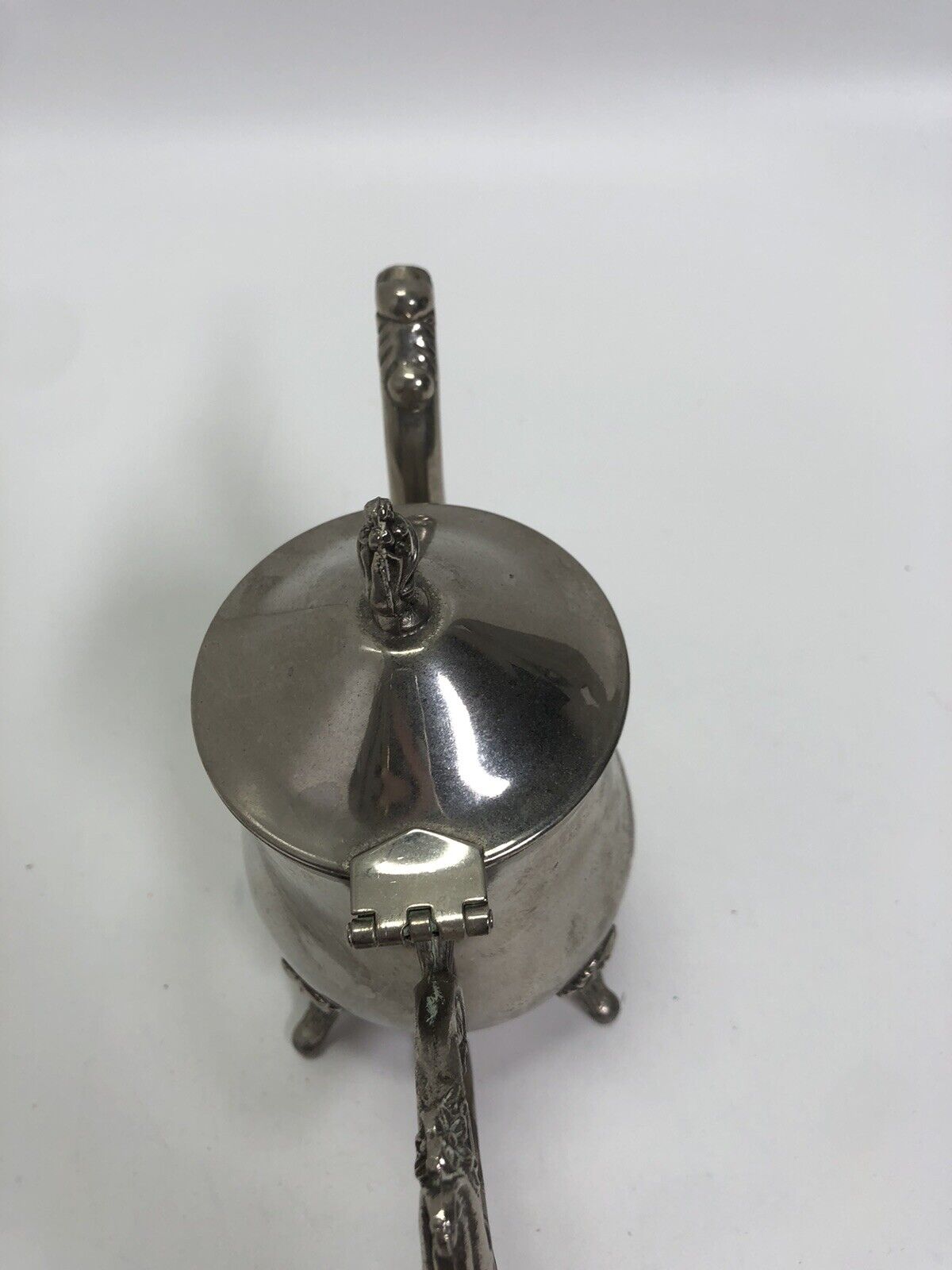 Antique Silverplate Coffee/Tea Pot Footed Hinged Lid - Pretty