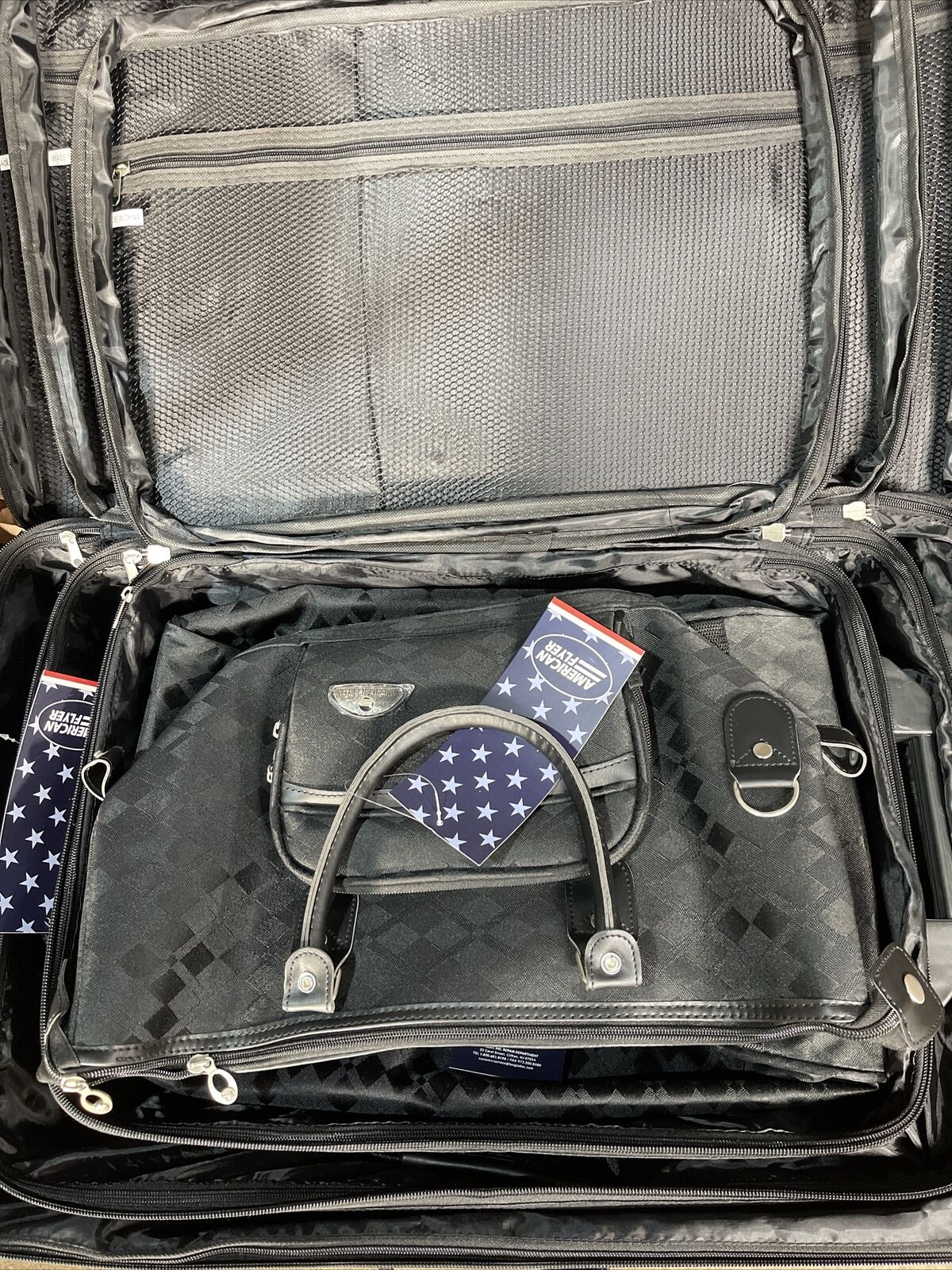 American Flyer Argyle Jacquard -5PC Luggage set -Black