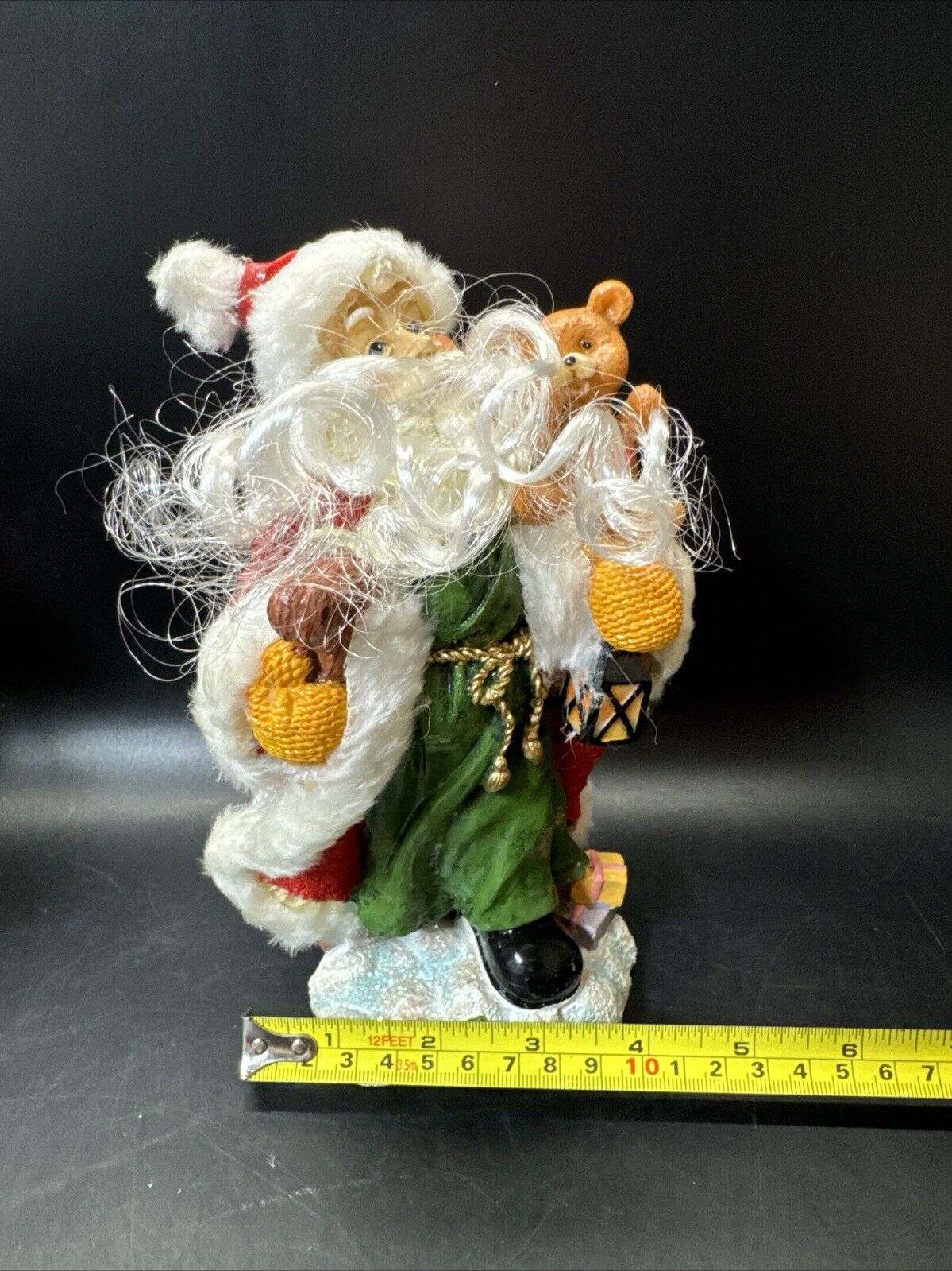 Vintage Santa Claus With Teddy 7.5” Tall