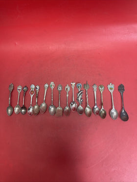 Vintage Mixed Lot 16  Travel Souvenir Collector Spoons Preowned Varied #1