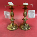 Pair of Brass Candlestick Candle Holders 8" Tall Holds 4" Candle India