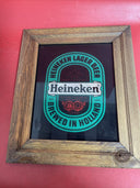 Vintage Heineken Lager Beer Brewed in Holland  Wood Framed Sign 12"X 10"