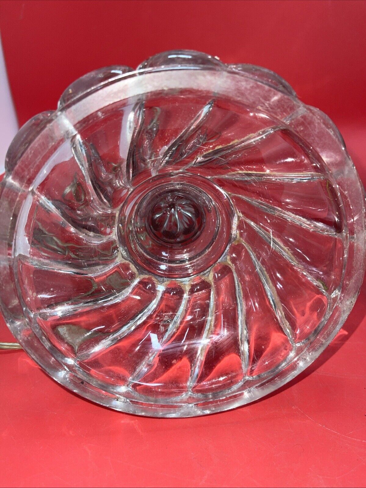 VINTAGE  CRYSTAL TABLE GLASS LAMP  by FOSTORIA Colony Swirl