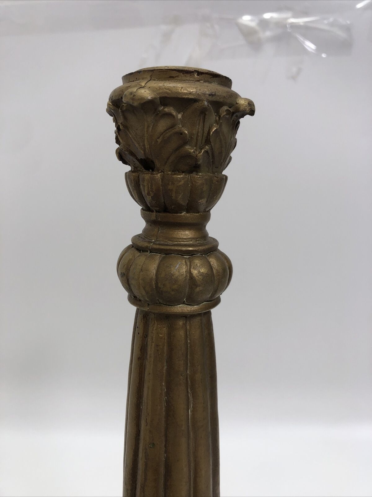 Pillar Candleholder Alabaster & Ornate Gold Gilt