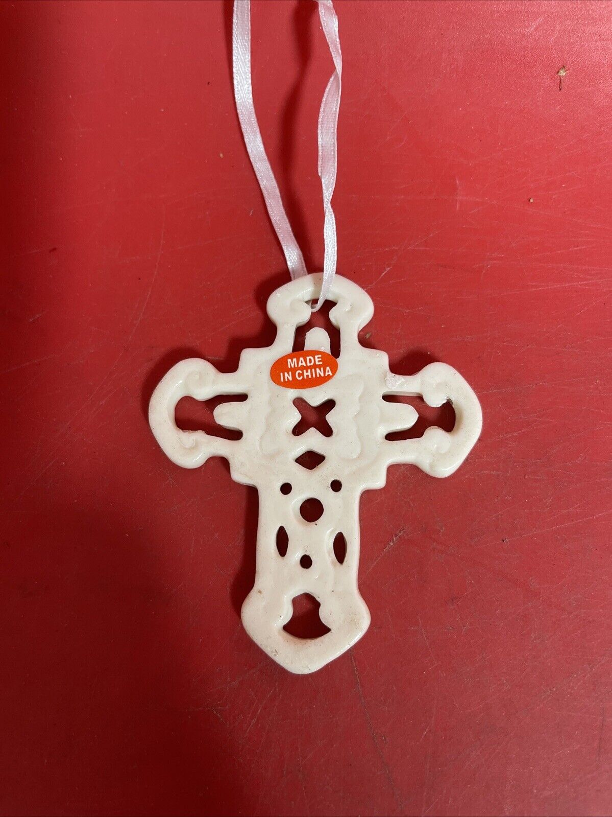 Vintage  Porcelain Cross Christmas Ornament Lot 12