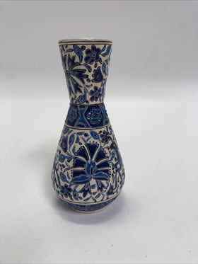 Vtg Handpainted Hellas Texture Vase Blue