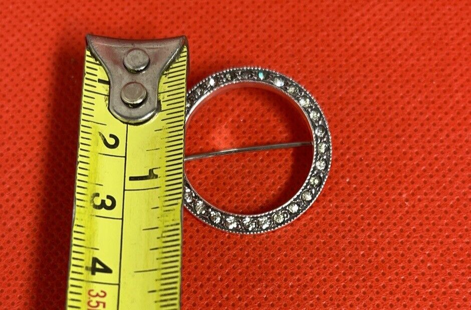 925 Sterling Silver   Round Brooch Pin - 3.6g