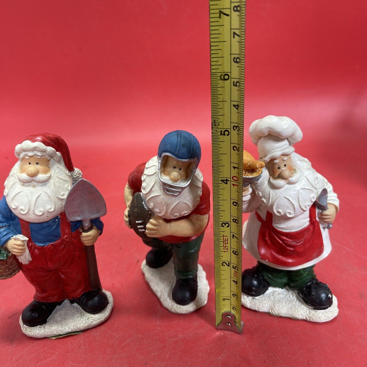 Santa Figure 5”Happy Gardening ,Football, Cook.Lot 3