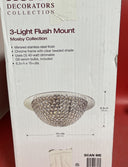 HOME DECRATORS Mosby 15 in. 3-Light Mirrored Flush Mount Clear Crystals