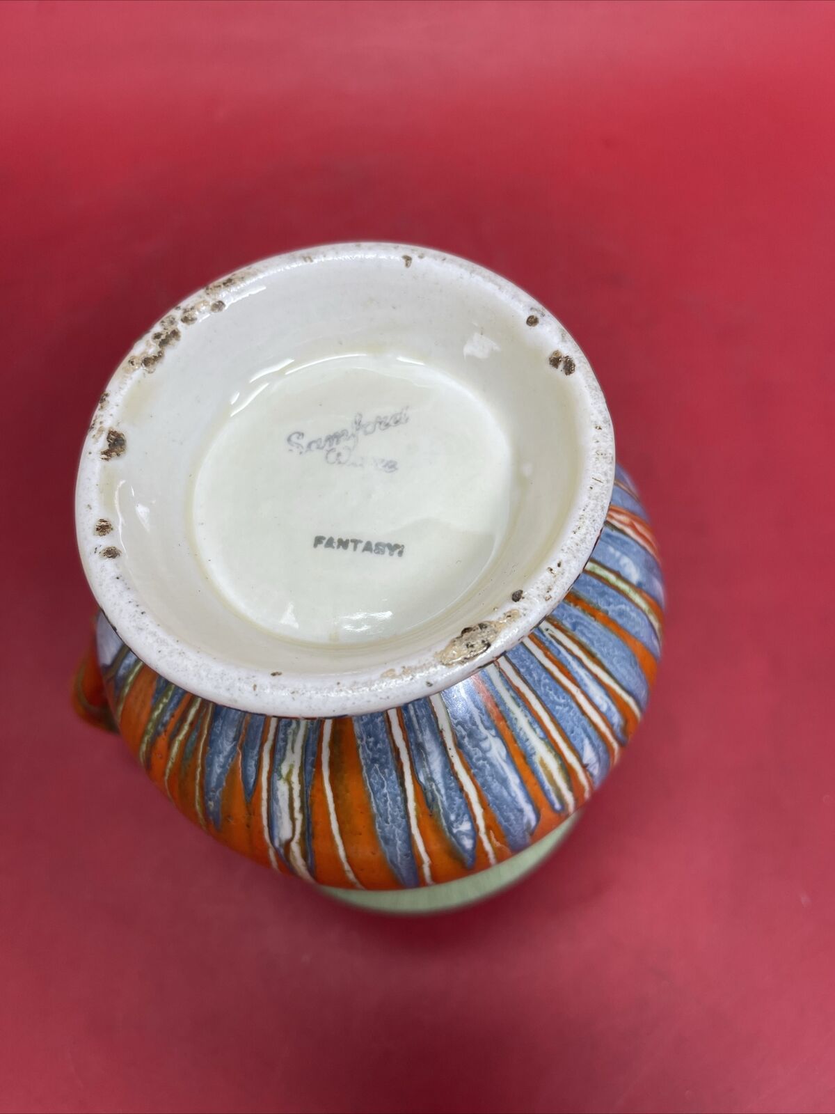 Art Deco Samford Ware 'Fantasy' orange and Green