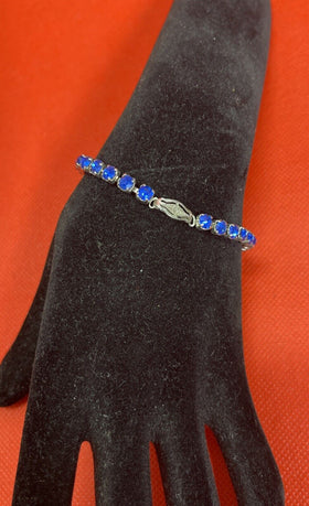 925 Sterling Silver Blue Stone Bracelet (6.7g)