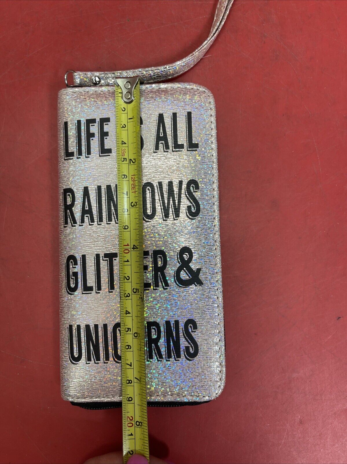 NWT Claire’s Life is Rainbows Glitter & Unicorns Silver Iridescent Wallet 
