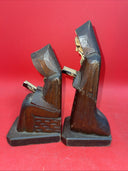 Vintage Carved Wood Statue Wooden Bearded Monk Priest Figure Bible Breviary Set