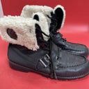 Ralph Lauren Polo BLK Leather/Sherpa Boots Size 8.5