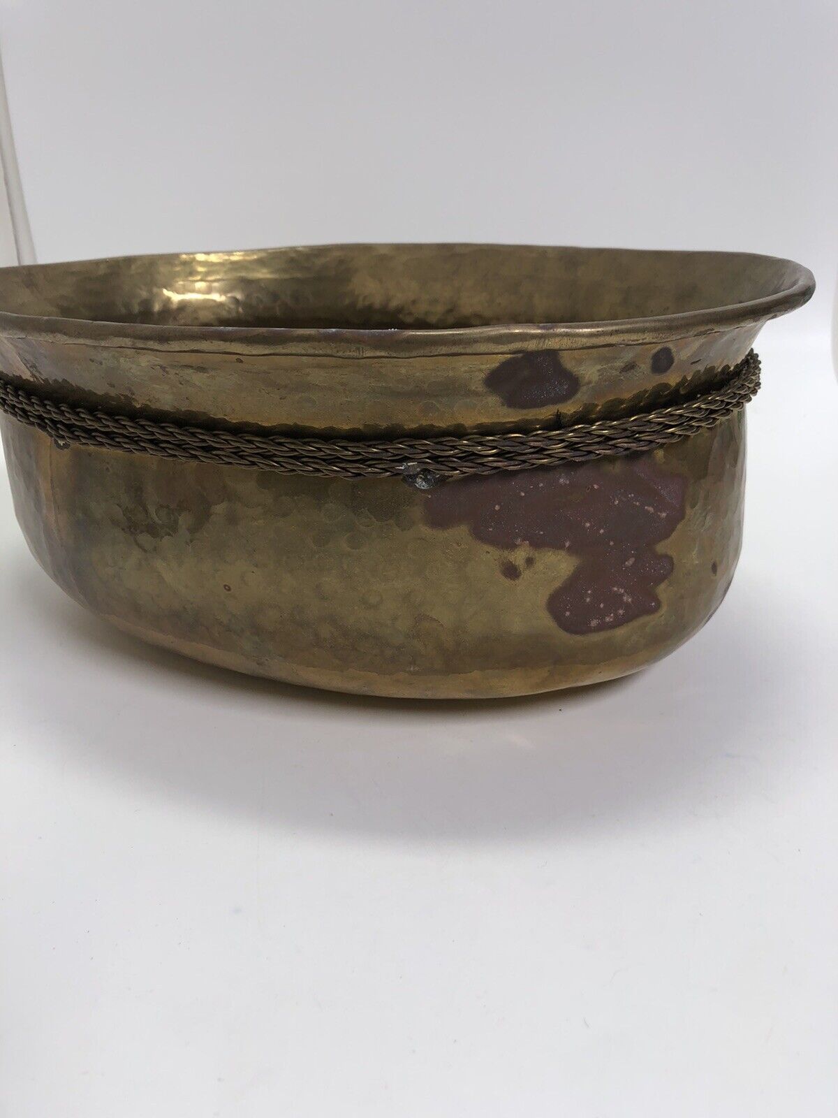 Round Solid Brass Planter w/ Rope Tassel Accent