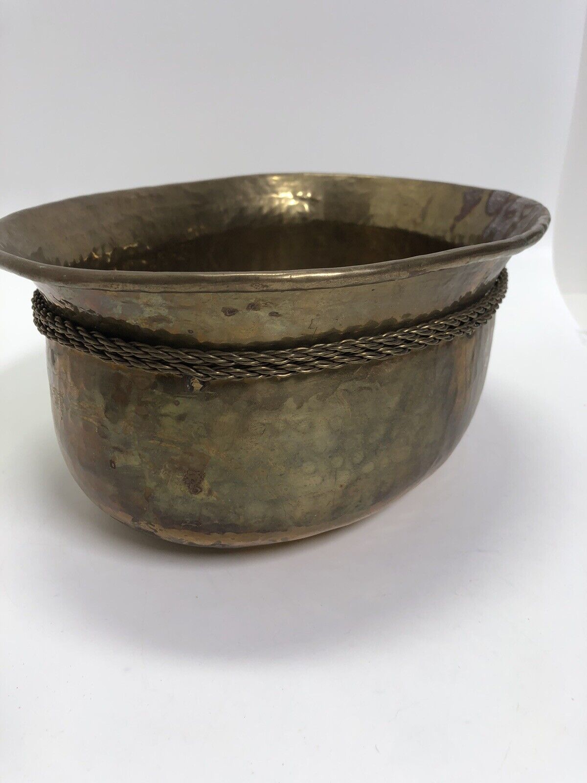 Round Solid Brass Planter w/ Rope Tassel Accent