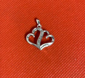 Silver 925 White Double Open Hearts Pendant (2.4g)