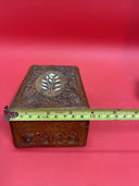 Vintage Hand Carved Teak Wooden Jewelry Trinket Box Made in India Lot 2