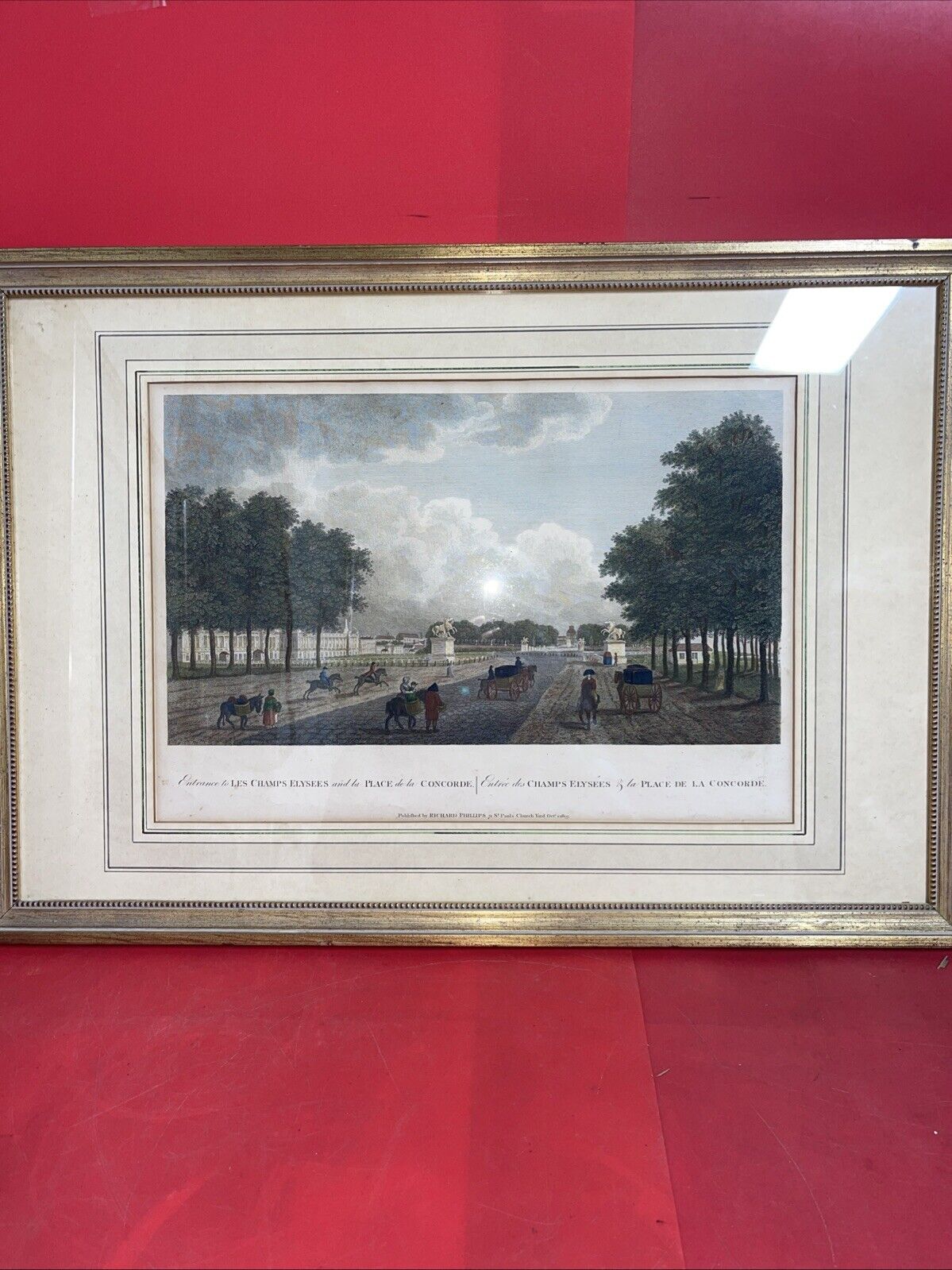 Paris Place de la Concorde Lithograph Print by Richard Phillips 1803