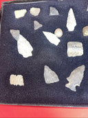 Native American Artifacts Lot 24 w/ Frame Arrowheads Collection 12”x8” Frame #6