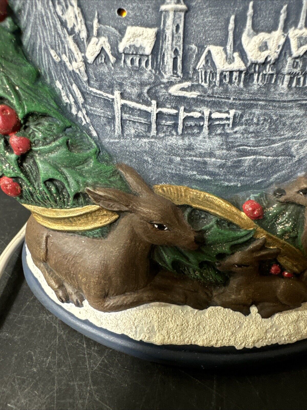 Vintage Lighted Ceramic Town Of Bethlehem With Star and Night Sky Christmas Deco