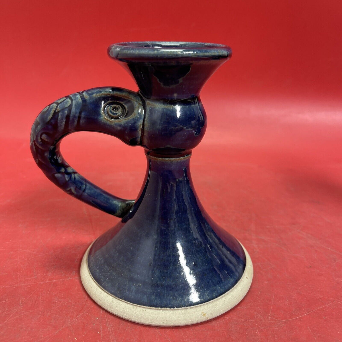 Vintage Celtic Clays Pottery ,Blue Fish Candle Made In Ireland