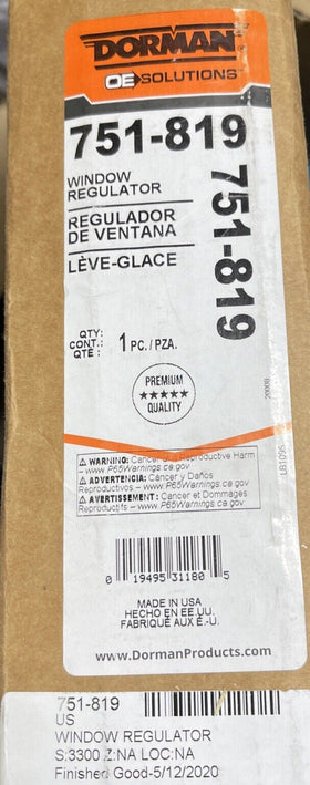 Genuine Dorman OE Power Window Regulator Front Left