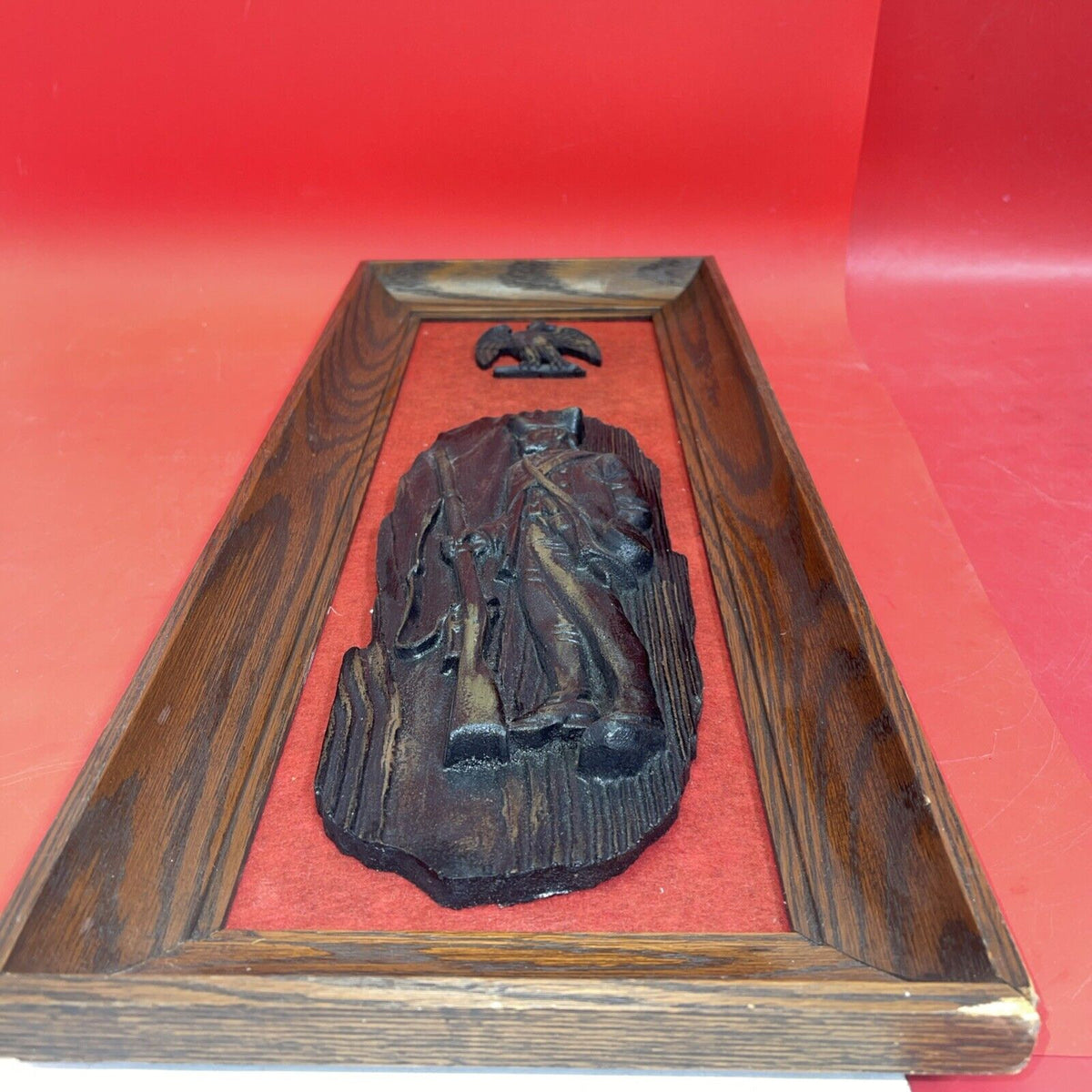 Vintage Revolutionary War Colonial Soldier and Eagle Wall Plaque