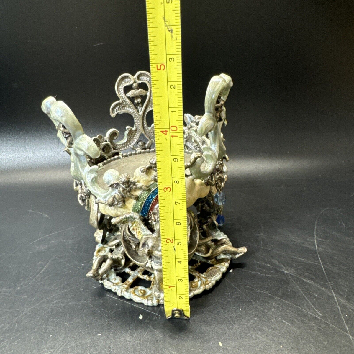 Kirks Folly Secret Of The Seven Angels Wishing Candle Holder Antique Silver-Tone