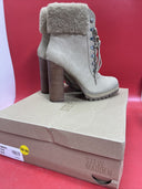 Steve Madden Fur Trimmed Timing High Heel Tan Beige High Heel Boot Bootie S.9.5