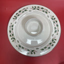 NIB PORCELAIN WARE 12" PRETZEL DISH Holly & Berry Pattern w/ Gold Trim, Japan