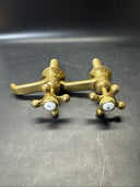 Vintage BRASS BATH HOT & COLD KITCHEN SINK BASIN CROSS HANDLE TAPS OLD