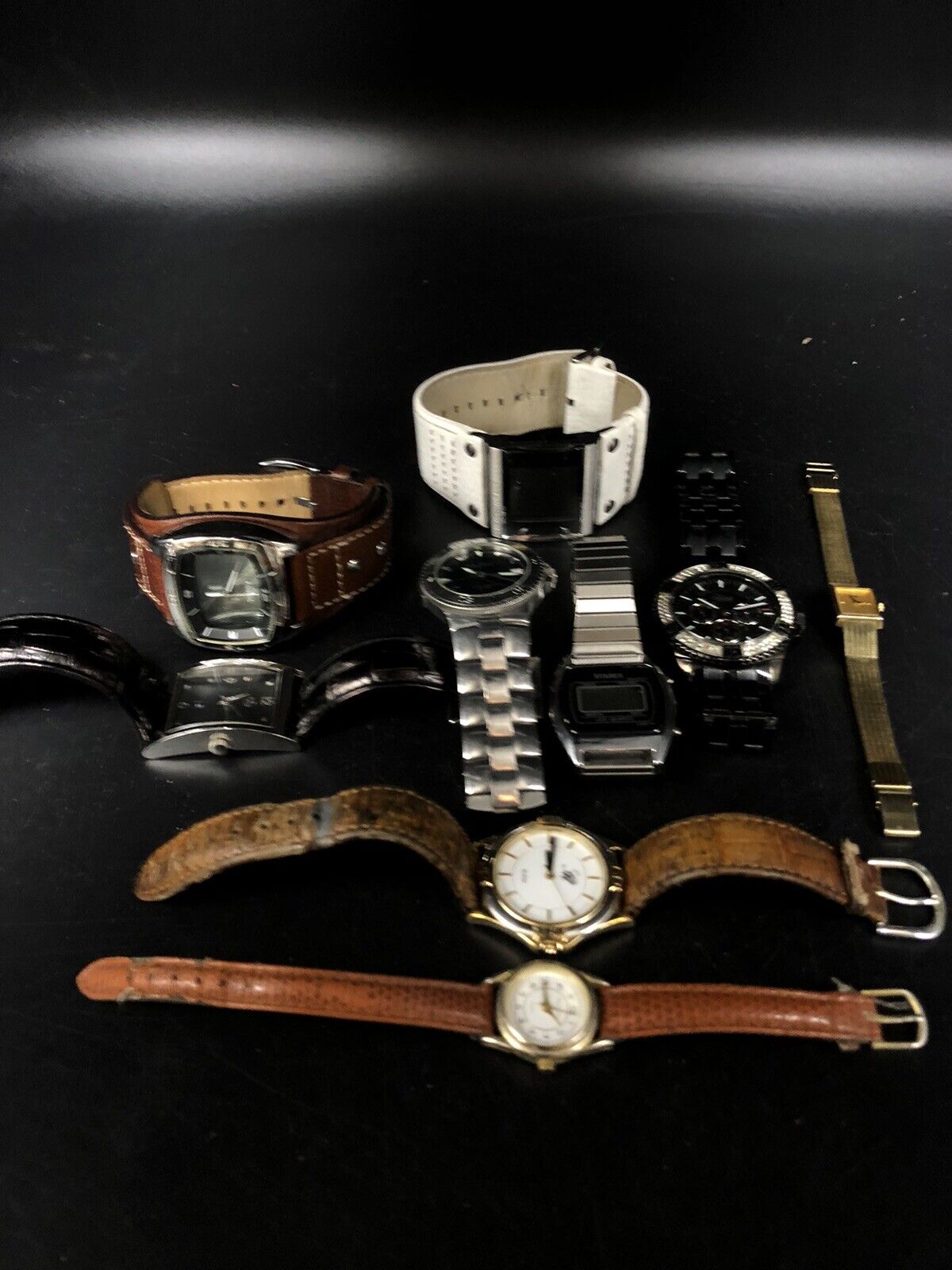 Lot of 9 Watches - Fossil, Seiko, Mercedes Benz… For PARTS