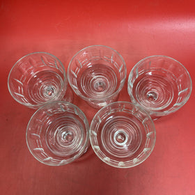 Set Of 5 Bubble Stemmed Crystal Cocktail Glasses