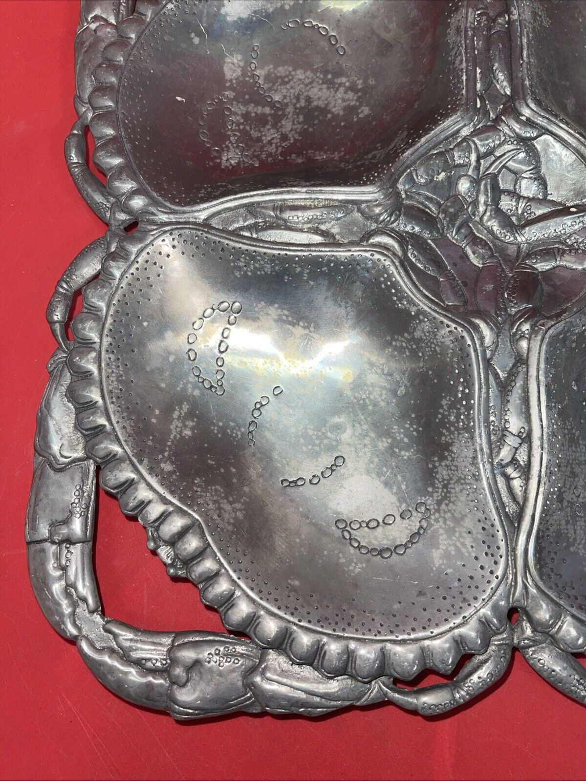 Arthur Court Crab Serving Platter Tray 4 Sections Aluminum Dated 1997