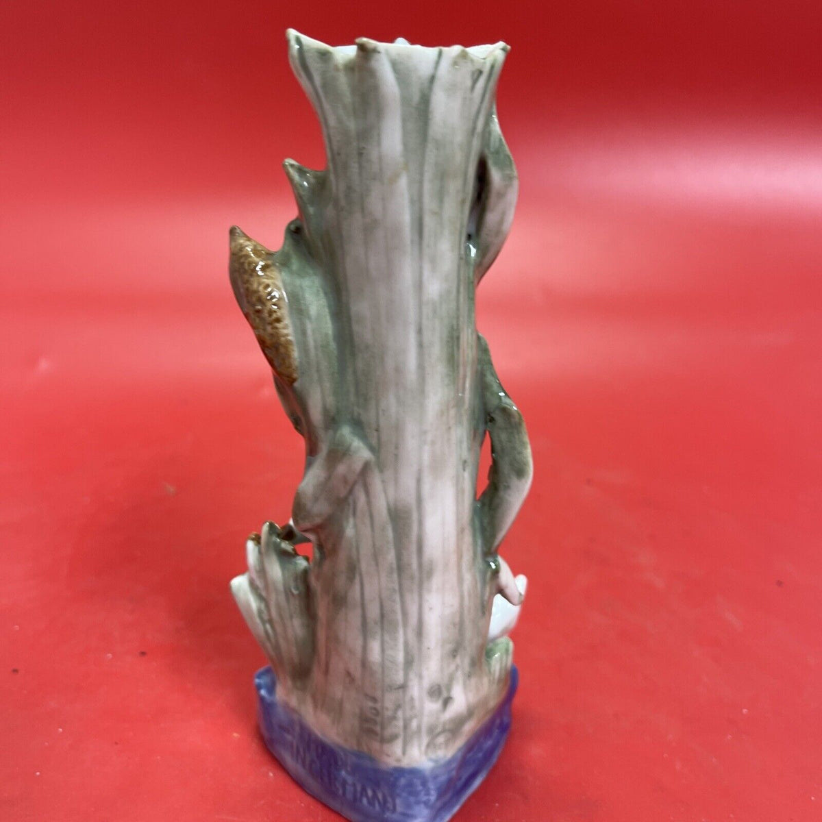Majolica Swan & Cattails Bud Vase 7” Tall Made in Germany Signed & Numbered