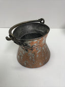 Vintage Copper Hanging Pot Handmade Cauldron Fire Cooking Primitive Metal Cook