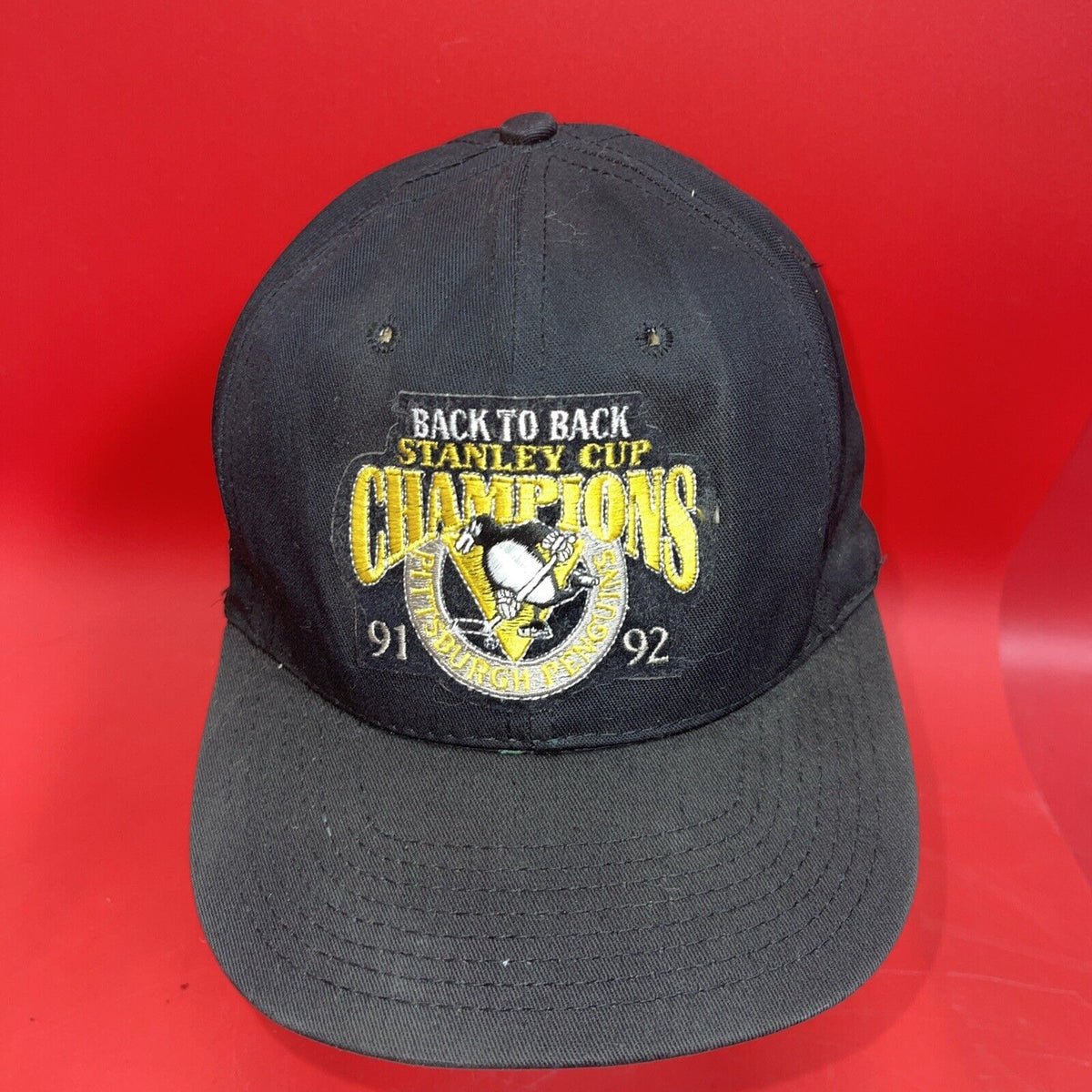 VINTAGE Starter Pittsburgh Penguins Stanley Cup Champions Hat Back 2 Back 90s