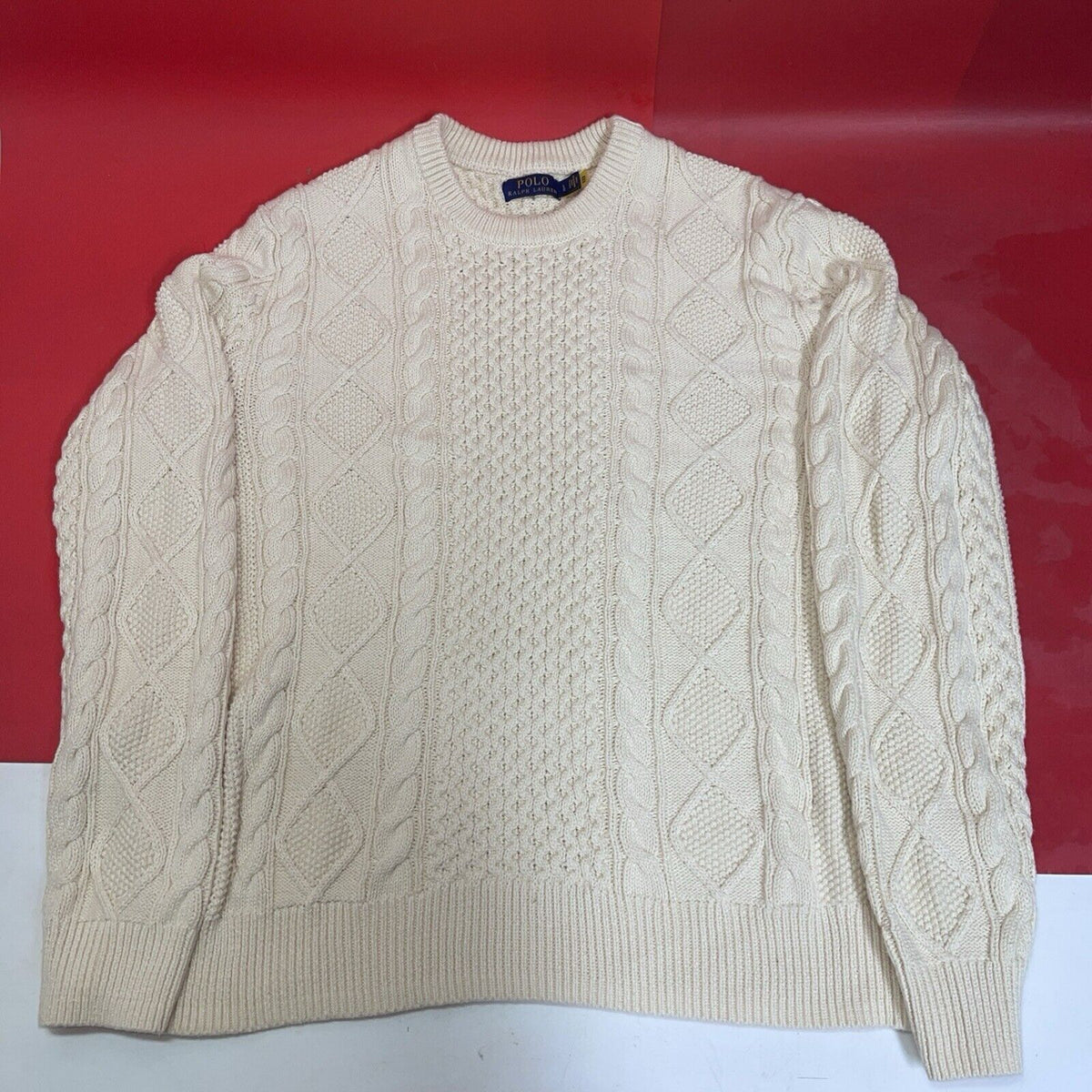 Polo Ralph Lauren Hand Knit Fisherman  Chunky Cable Knit Sweater Men’s L