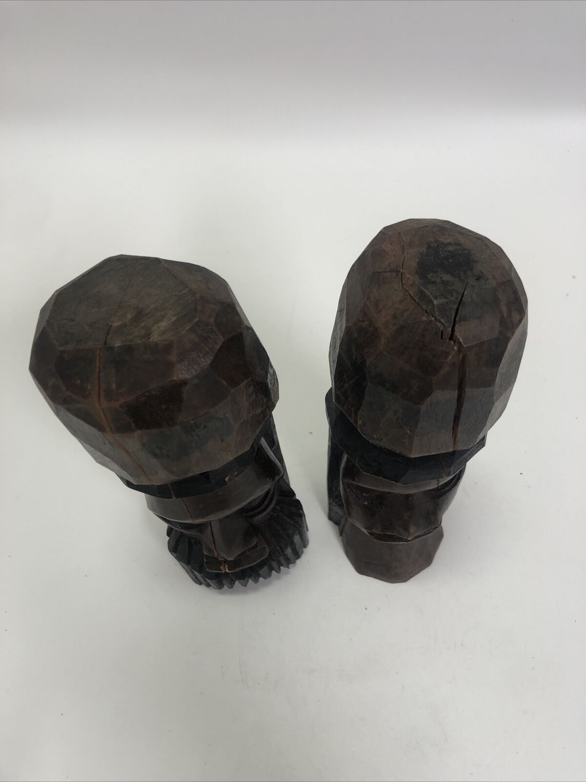 Vintage Tiki Totems From Jamaica Wooden Statue Man Woman Carved wood