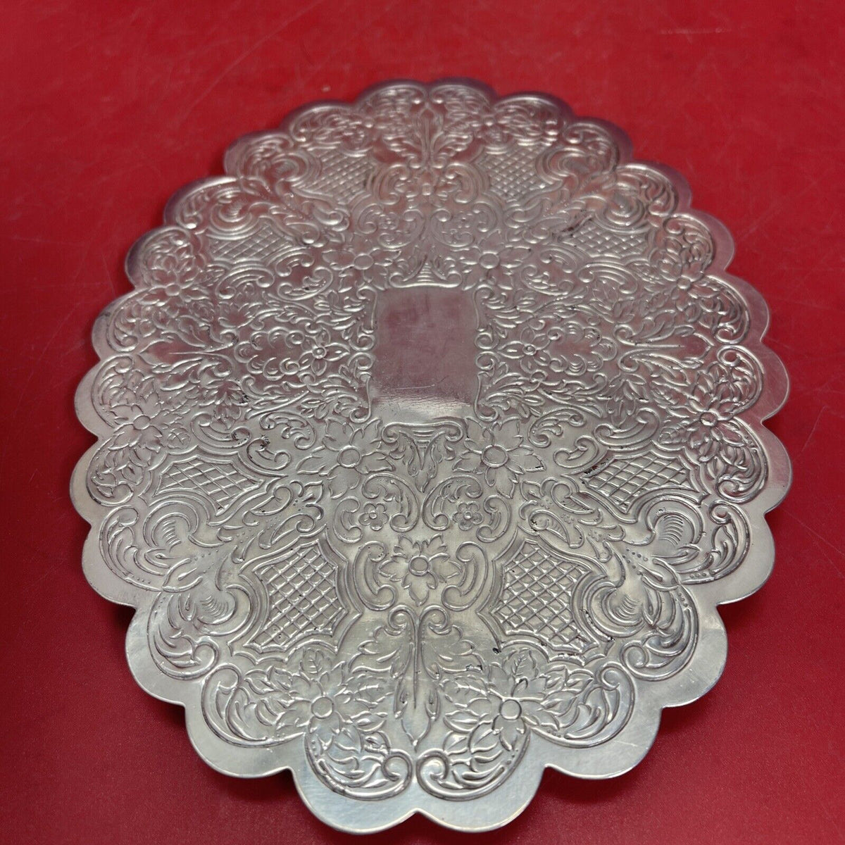 Silver Plate, Patterned Oval Stand, 8 “x 6 “