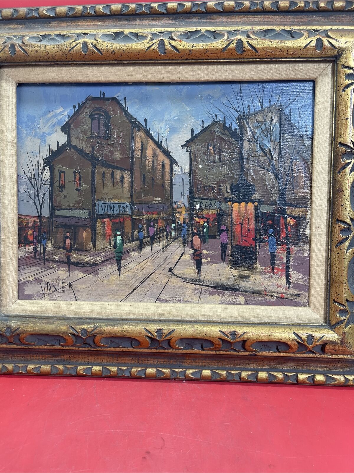 Vintage Oil Painting City.In a Beautiful Frame.