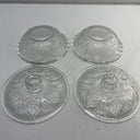 Vintage 1970s KIG Indonesia  LA FLEUR HEART Embossed Glass Candy Dish /set 2