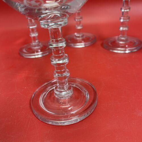 Vintage Etched Clear Glass Footed Tumblers Stemware Set 5