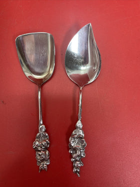 Antique Silver Plate Reed Barton Harlequin Rose Floral Jelly Spoon Sugr Scoop