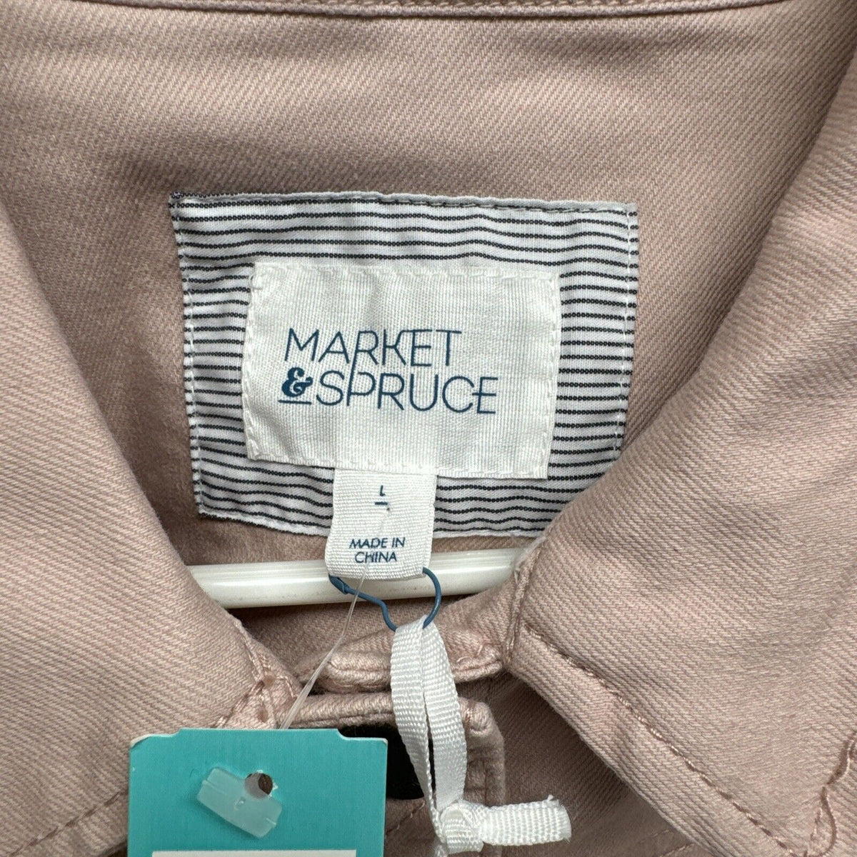 Market & Spruce Blush Pink Denim Jacket Stretch Cotton Blend Size L