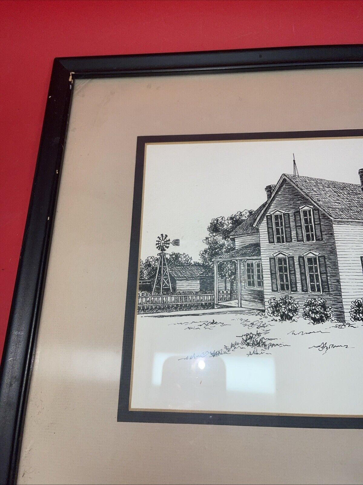 Original Pen & Ink Sketch Framed 8" x 11” signed D. Hagge