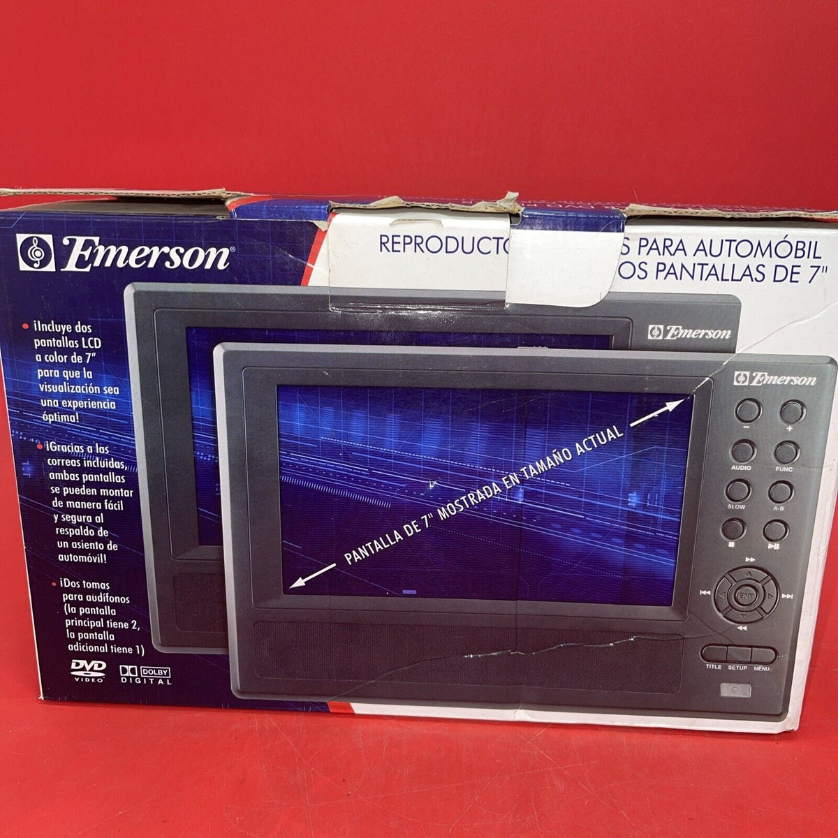 Emerson Two Screen 7" car DVD player PDE-2725N No Tested!